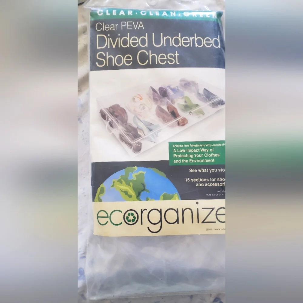 NWT Container Store - Clear PEVA Divided Underbed Shoe Storage